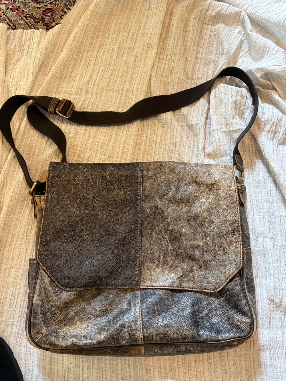 Pelle Studio Two-Tone Black and Brown Leather Crossbody Bag